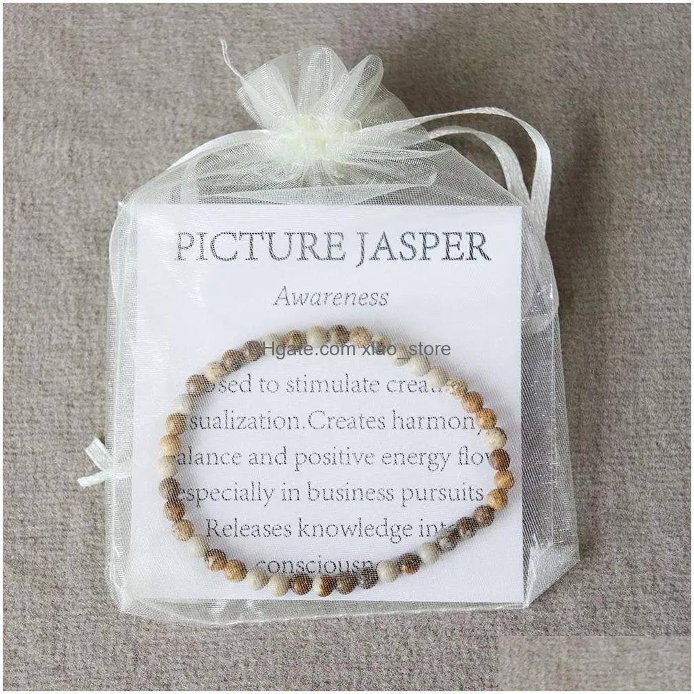 mg0031 wholesale natural picture jasper bracelet 4 mm mini gemstone jewelry trendy stone energy bracelet for women