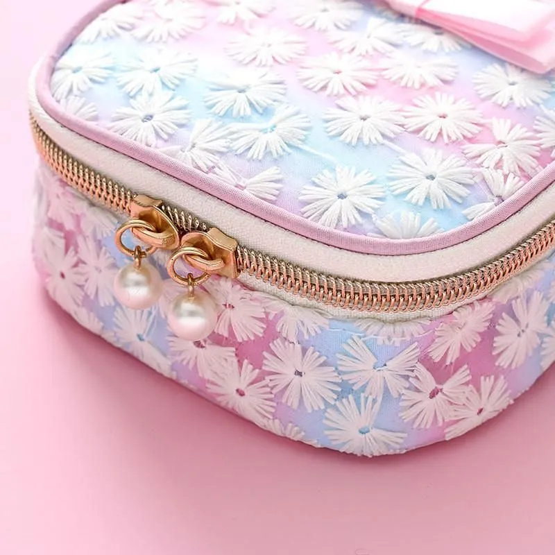 Outdoor Bags Girly Cute Mesh Embroidered Sanitary Napkin Storage Bag Portable Cosmetic Box Multi-function Earphone Data Cable