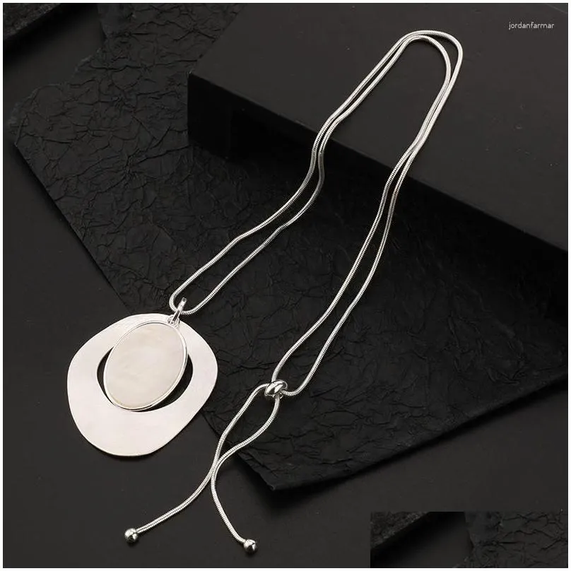 Pendant Necklaces Korean Fashion & Pendants Silver Color Round Long Necklace Jewelry Chains Suspension Trending Products In