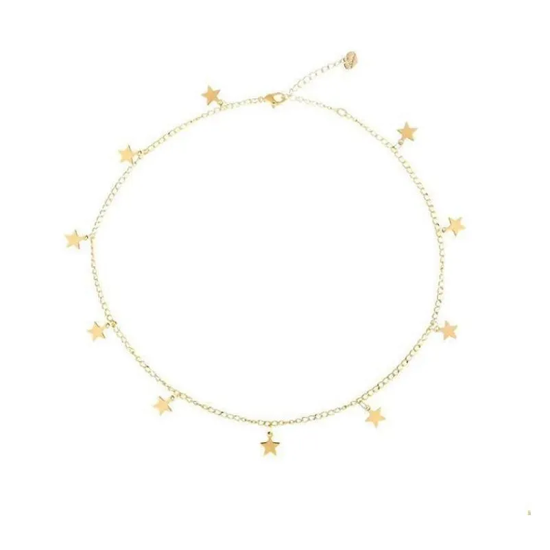 Star Choker Necklace Silver Gold Pentagram Necklaces Chokers Collars Chain Women Fashion hip hop jewelry