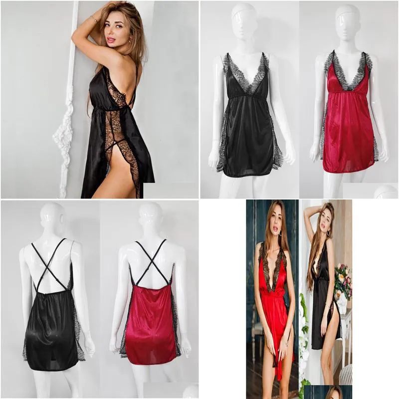Sexy Lingerie Women Silk Lace Robe Dress Babydoll Nightdress Nightgown Sleepwear9578863