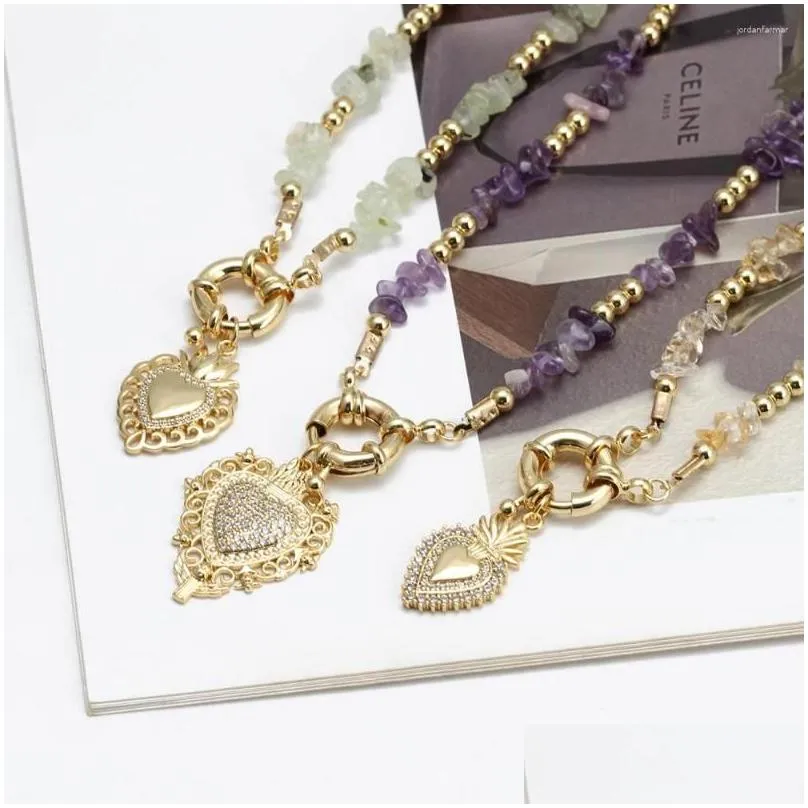 Pendant Necklaces Wish Card Sacred Heart Charm Necklace For Men Women Fashion Gothic Jewelry Accessories Irregular Gravel Choker Y2K