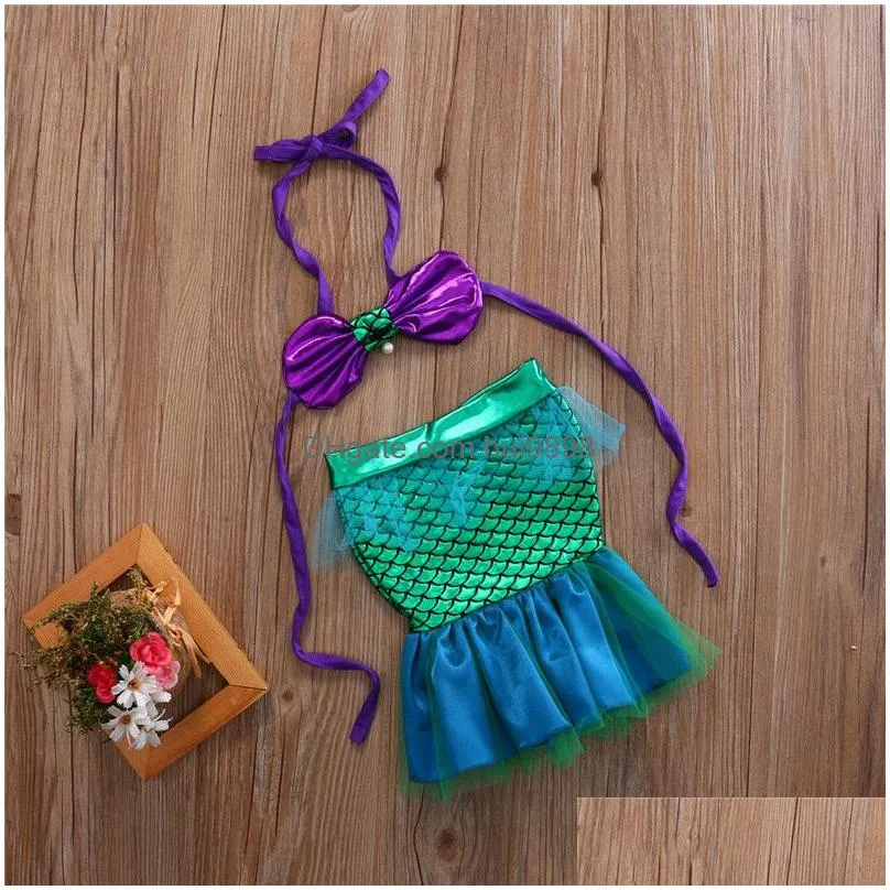 clothing sets sequins born toddler baby girls kids halter top mermaid tail lace skirt dress outfits sunsuit summer costume 2pcs set