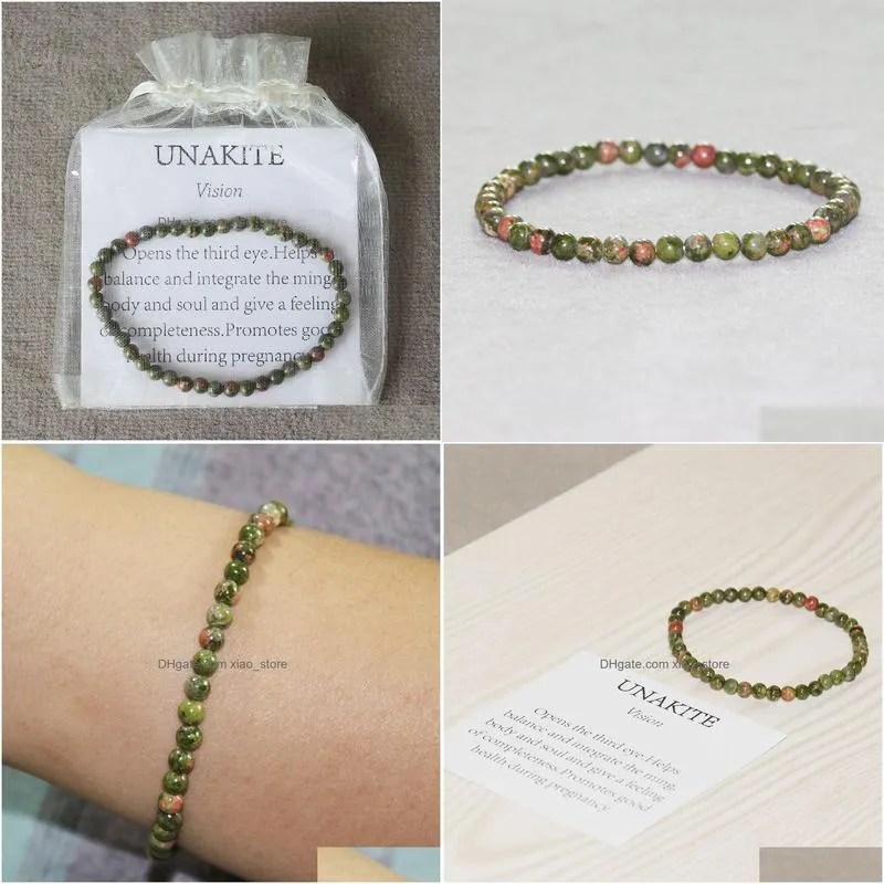 mg0046 wholesale natural unakite bracelet 4 mm mini gemstone bracelet women`s mala beads energy jewelry