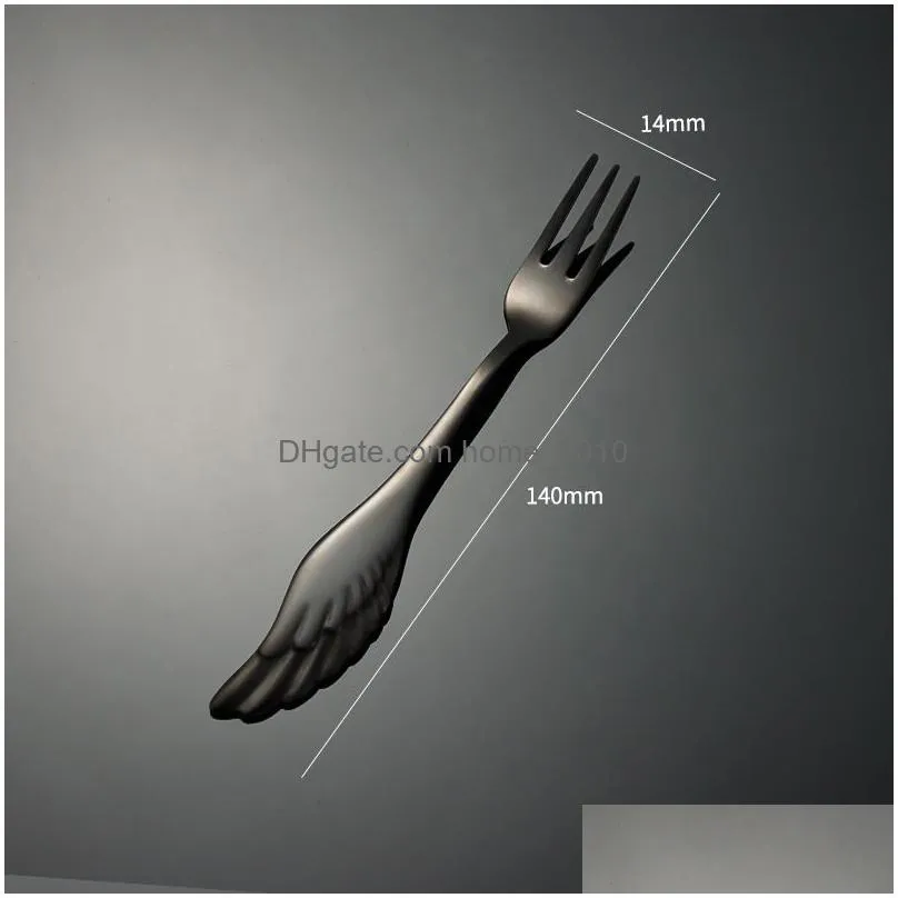 stainless steel coffee spoons fork creative wing tea spoon fruit fork kitchen gadget tool flatware tableware