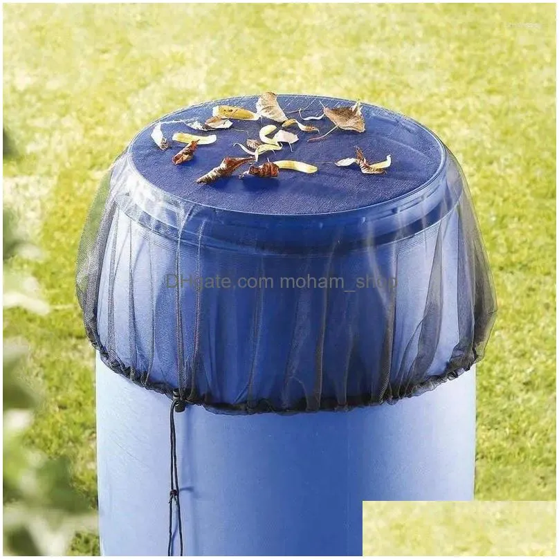 garden decorations reusable water barrel screen filter black soft leaf guard rain tank mesh cover with drawstring for yard