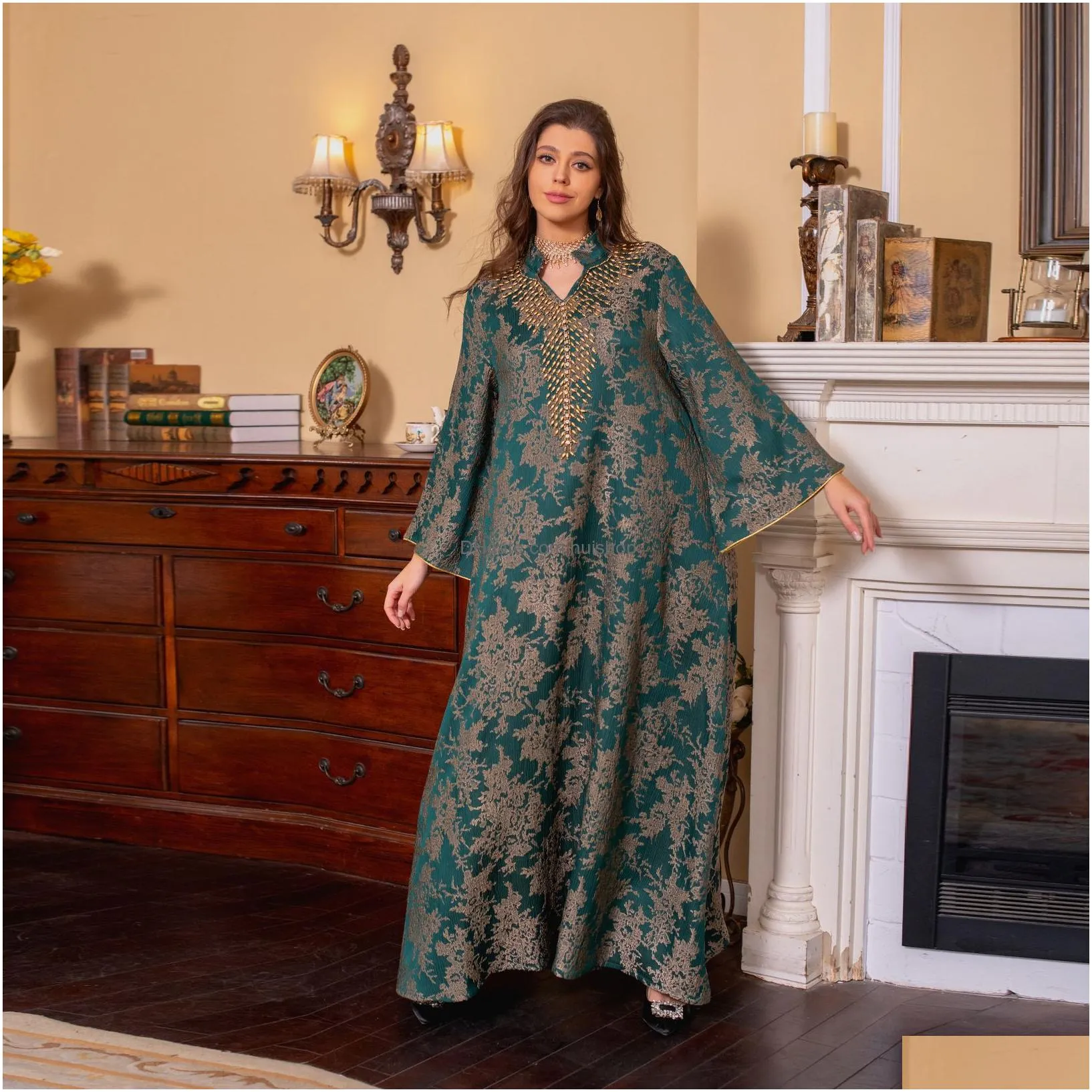 muslim evening gown jacquard embroidery dress beading fashion kaftan arabian dubai abaya vestidos musulmanes bayan modest dress for