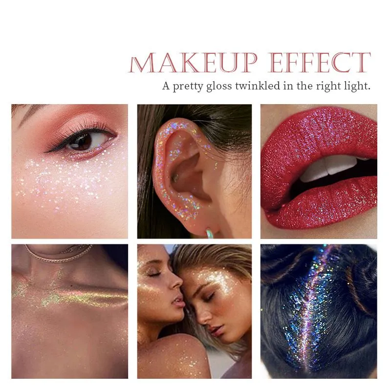Star Face Body Glitter Gel Sequins Chameleon Waterproof Long Lasting Highlight Hair Eye Shadow Illusion Curd Stage Festival Makeup Vegan Cruelty