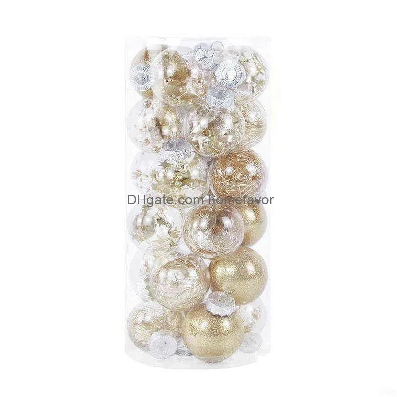 6cm rose gold christmas tree balls plastic clear ball ornament decoration for xmas tree decor natal navidad 2022 year 24pack