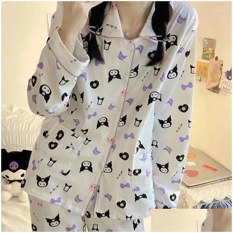 Women`s Sleepwear Women Pyjamas Cartoon Printing Winter And Autumn Clothing Sets Pajamas For Teen Girls Kawaii Pijamas