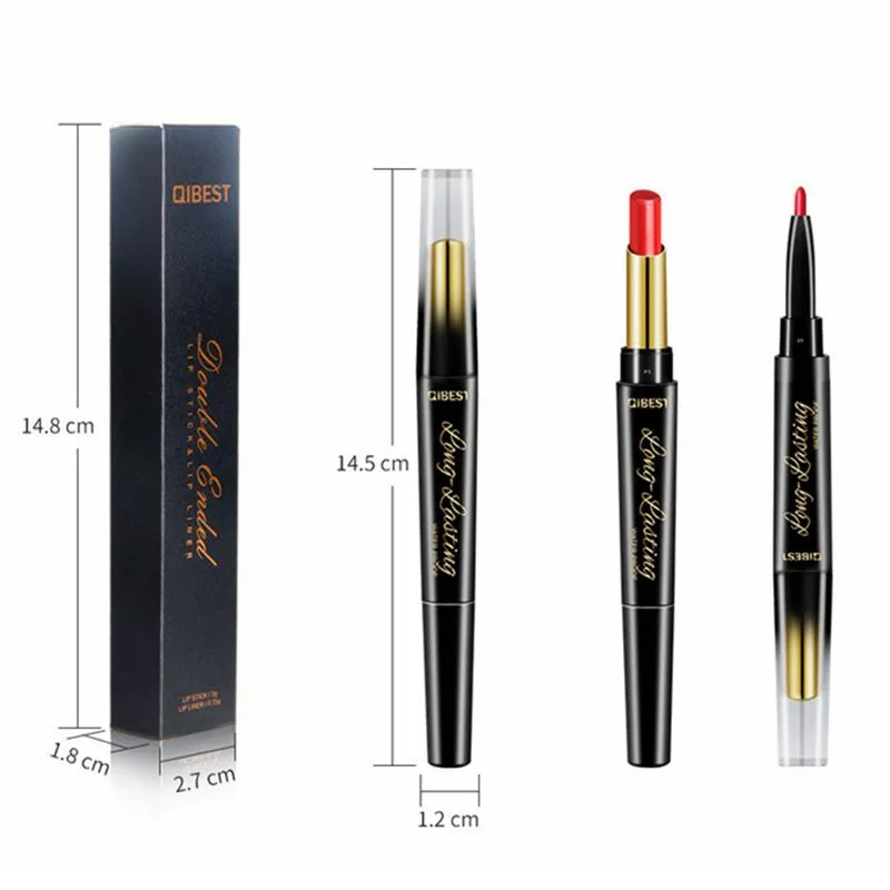 15 Color Lips Makeup Lip Liner Sexy Red Matte Lipstick Pencil Long Lasting Waterproof Stick Doubleend Black Matte Lipliner4957187