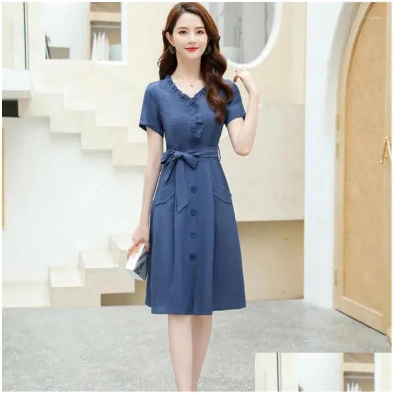 Party Dresses Dress Womens 2024 Summer French Fashion Slim Temperament Waist Short-sleeve Large Size Pullover