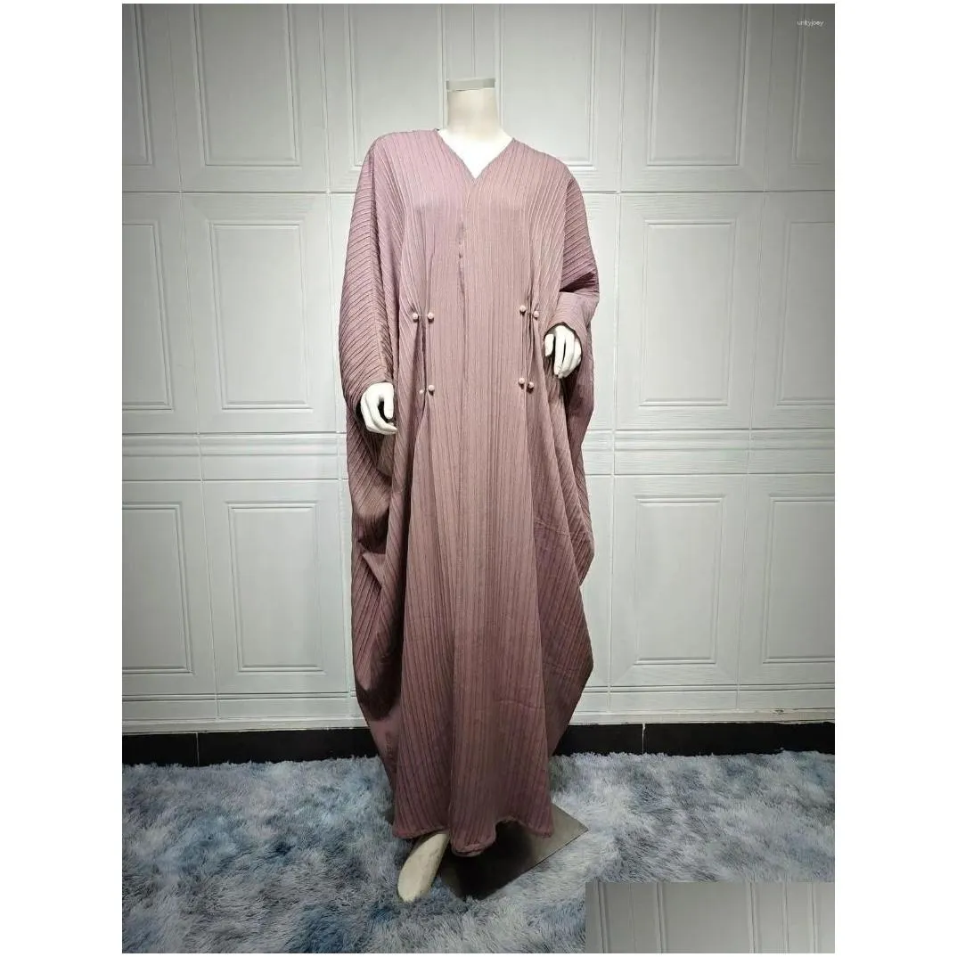 Ethnic Clothing High Quality Open Front Abaya Women Muslim Coffee Solid Color Cardigan Robe Dubai Casual Arab Kaftan