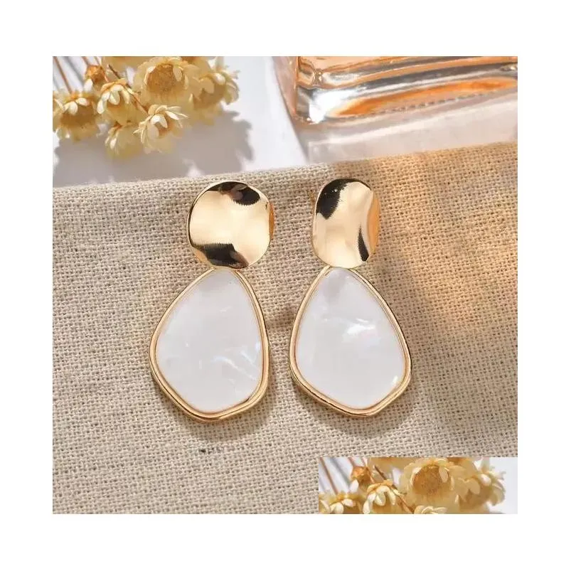 Fashion Irregular Acrylic Earring For Women New Vintage Gold Round Heart Geometric Resin Dangle Earring Statement Jewelry Free Ship