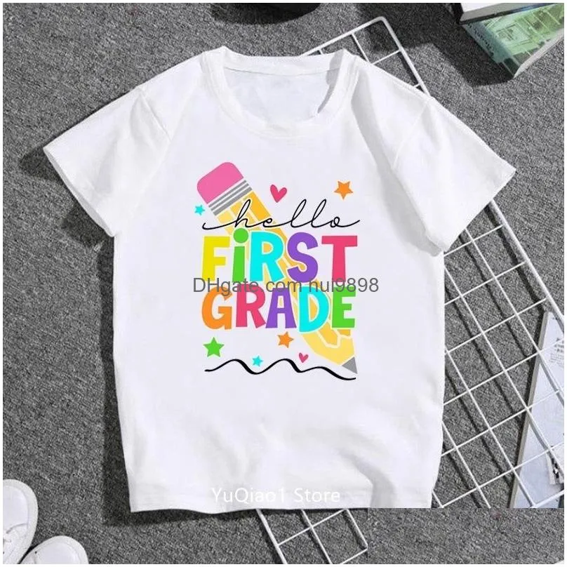 clothing sets hello first grade t shirt children funny day back to shool tshirts unisex summer top lovely gift teens tees white