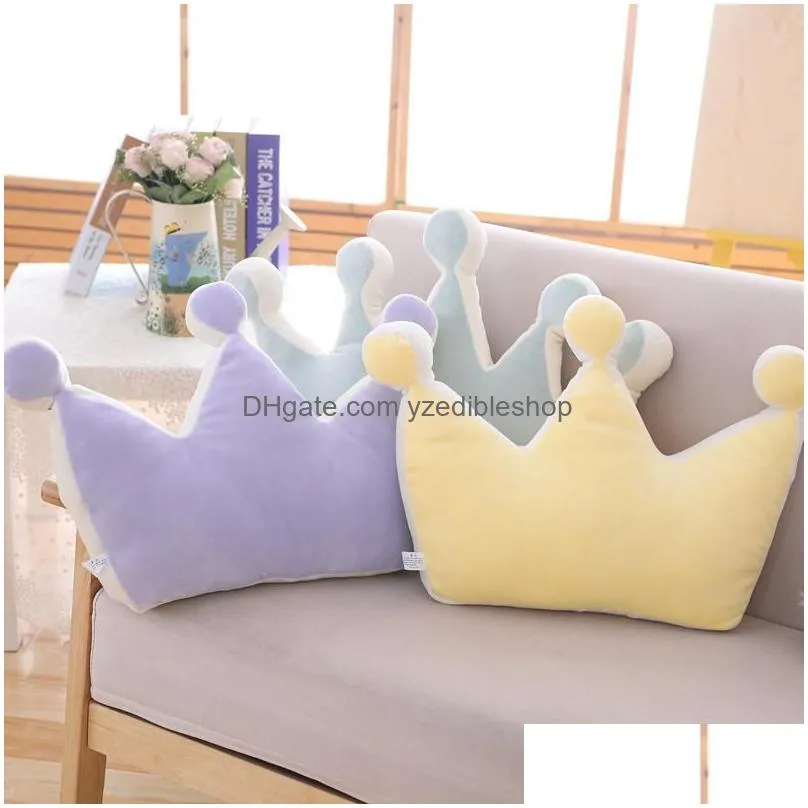 nordic style plush cushion soft stuffed crown pillow colorful skin-friendly home decaration cushion/decorative