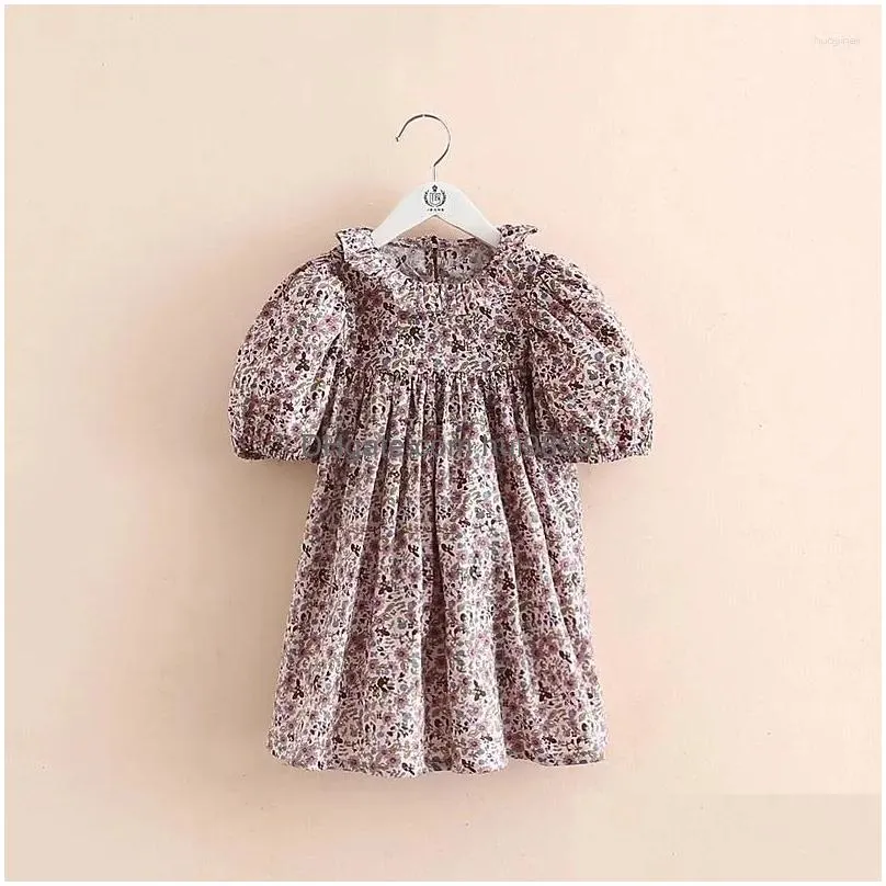 girl dresses 2024 summer girls fashion 2-12 years children clothing baby cotton loose short sleeve floral flower tops for kids