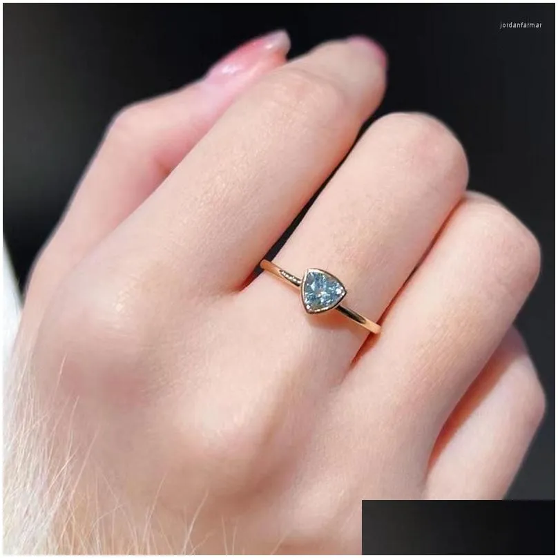 Cluster Rings Solid 18K Gold AU750 Triangular Ring With Certificate Exquisite Jewelry Wedding Party Temperament Gift