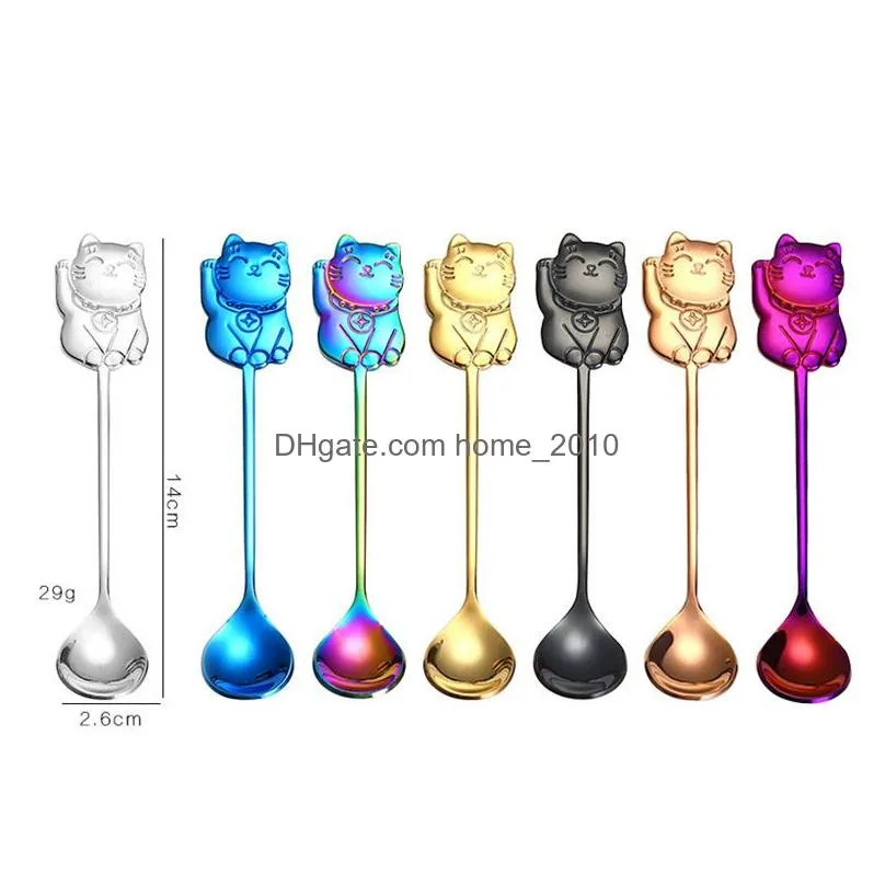 stainless steel coffee spoons creative tea spoons mini cat spoon kitchen gadget drinking tool flatware tableware