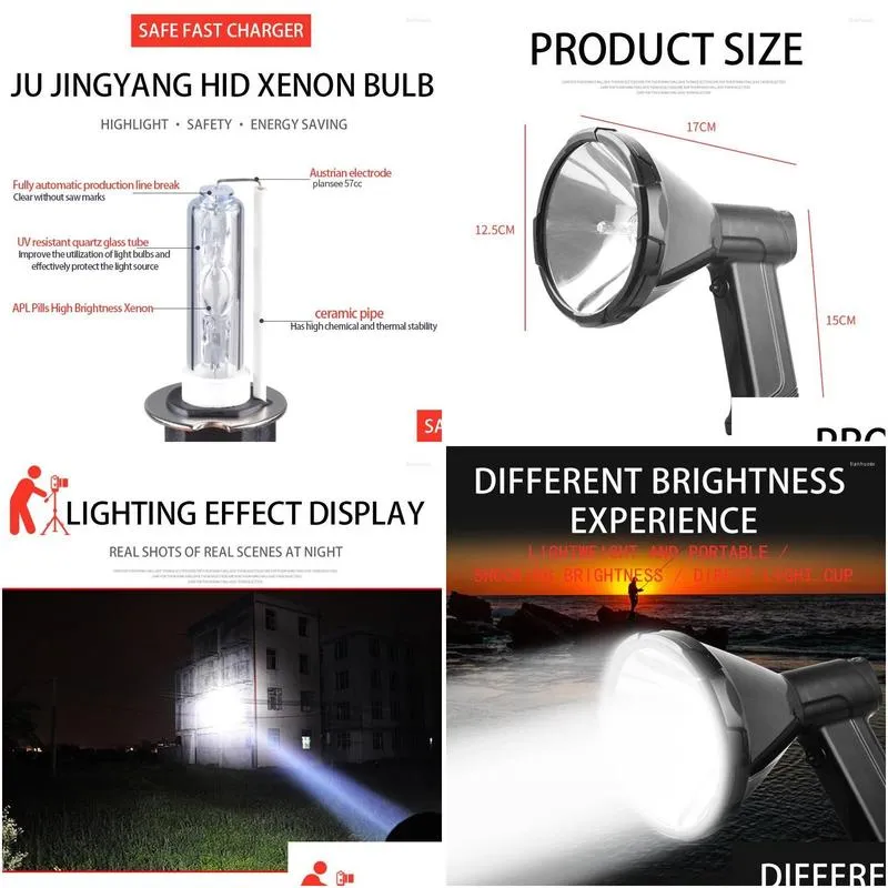 Portable Lanterns Bright 160W Xenon Searchlight Outdoor Hunting Waterproof External 12V/24V 55W Lamp