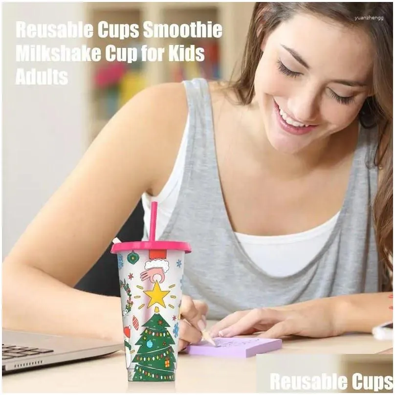 Water Bottles Color Changing Cups Iced Coffee Cup With Lid And Straw For Juice Vampire Party Drinking Reusable