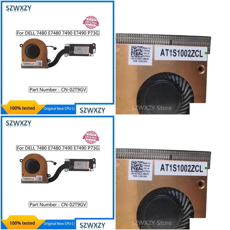 Pads SZWXZY Original New CPU Cooling Fan With Heatsink For Dell Latitude E7480 E7490 7480 7490 P73G Fan Laptop Radiator 02T9GV 2T9GV