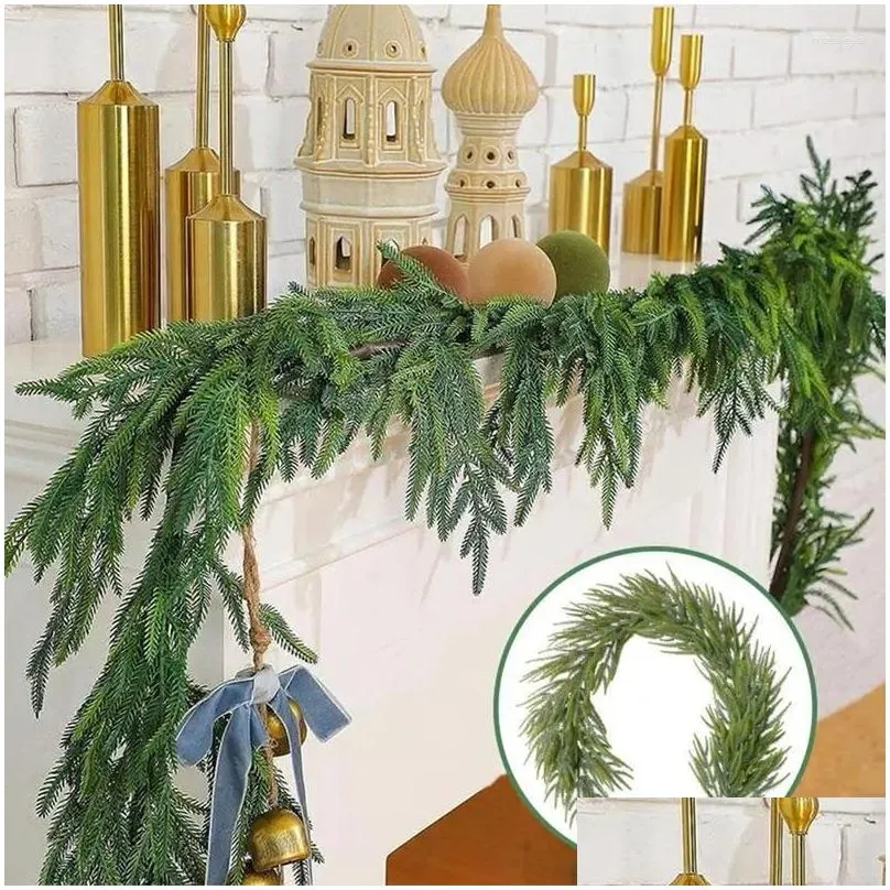 Decorative Flowers Pine Greenery Garland Artificial Christmas Tabletop Decoration Holiday Indoor Stairway Table Decor Wreath