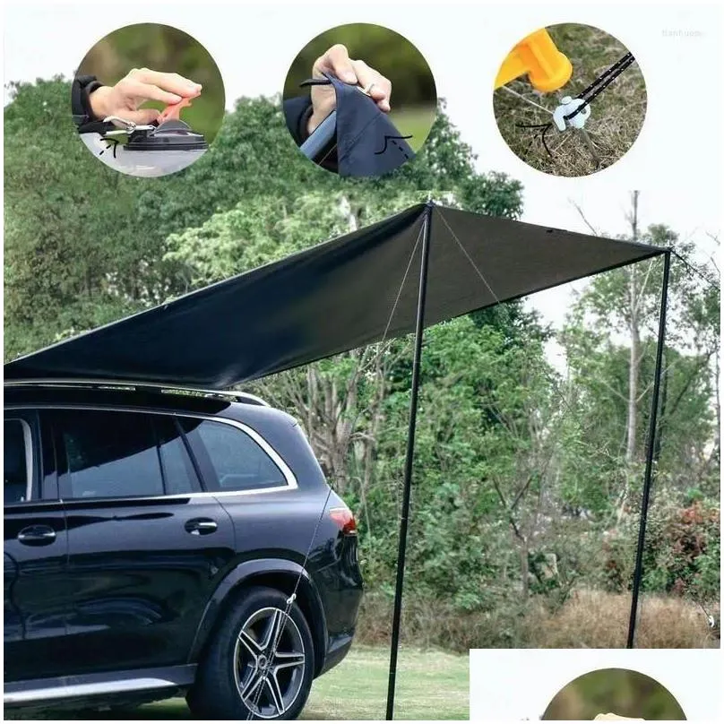 Tents And Shelters Car Awning Roof Rack Sun Shade UV50 Weatherproof PU3000mm Side For Camping Overlanding Hardware Included