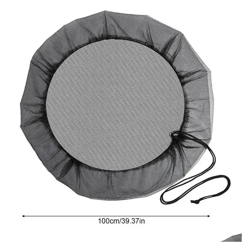 Garden Decorations Reusable Water Barrel Screen Filter Black Soft Leaf Guard Rain Tank Mesh Cover With Drawstring For Yard