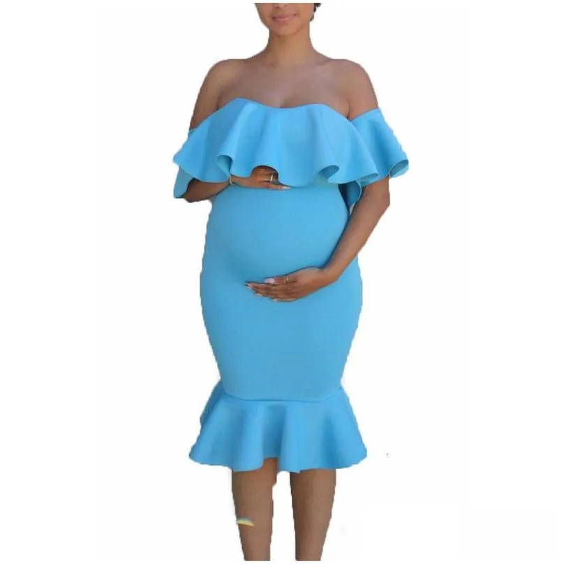 Flounce Maternity Dresses For Po Shoot Maternity Pography Props Dresses For Pregnant Women Clothes Pregnancy Dresses SH190919930009