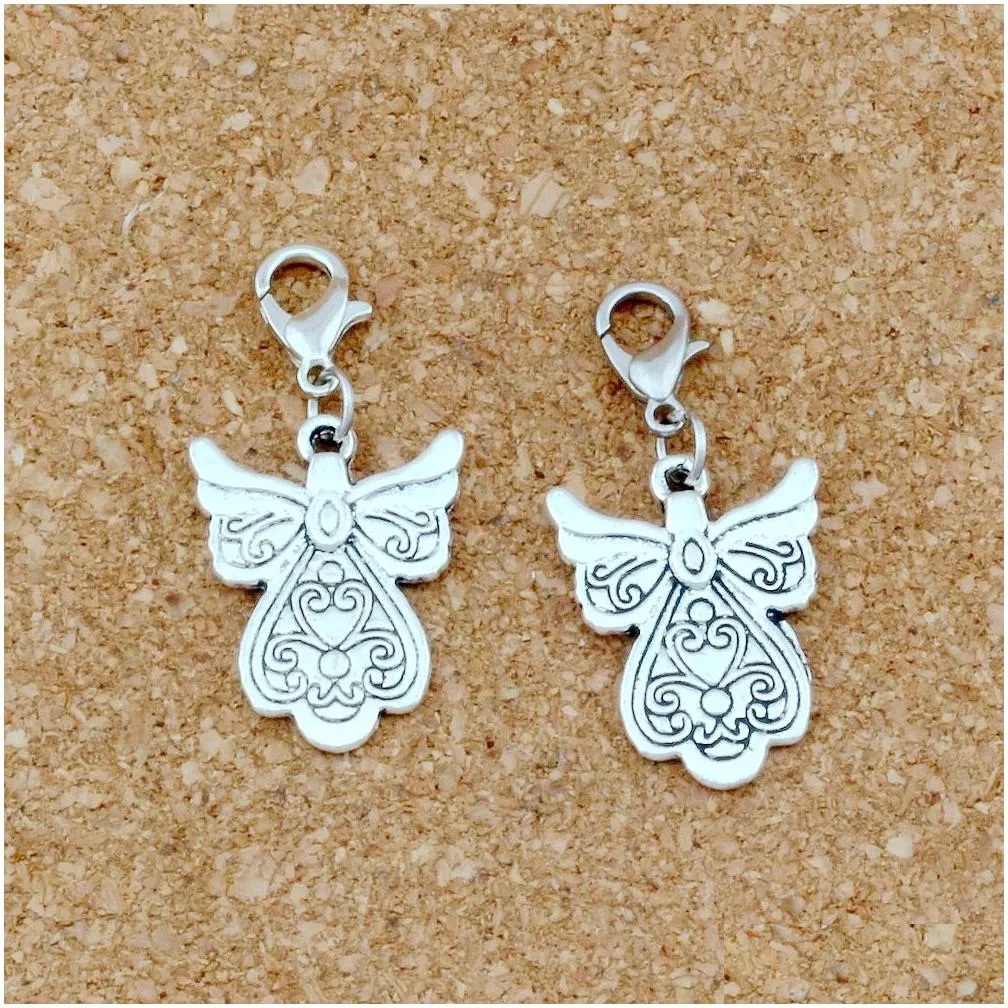 100Pcs lots Alloy Flower Wing Floating Lobster Clasps Charm Pendants For Jewelry Making Bracelet Necklace DIY Accessories 17 8x37m265a