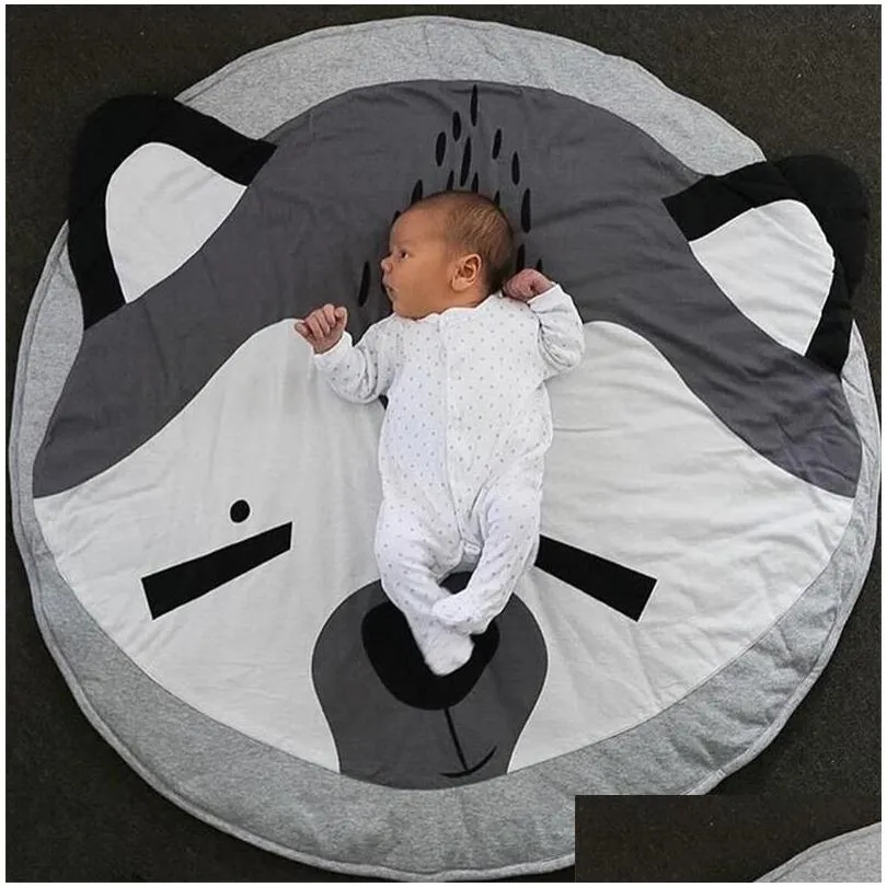 Kids Play Game Mats Round Carpet Rugs Mat Cotton Swan Crawling Blanket Floor Carpet For Kids 90cm1345887