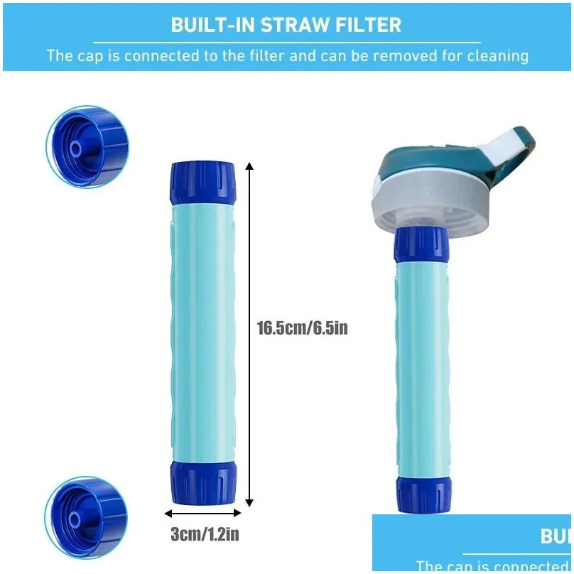 Survival 750ML Outdoor Water Filter Straw Bottle/Cup for Survival or Emergency Supplies Purification Water Purifier for Camping Hiking