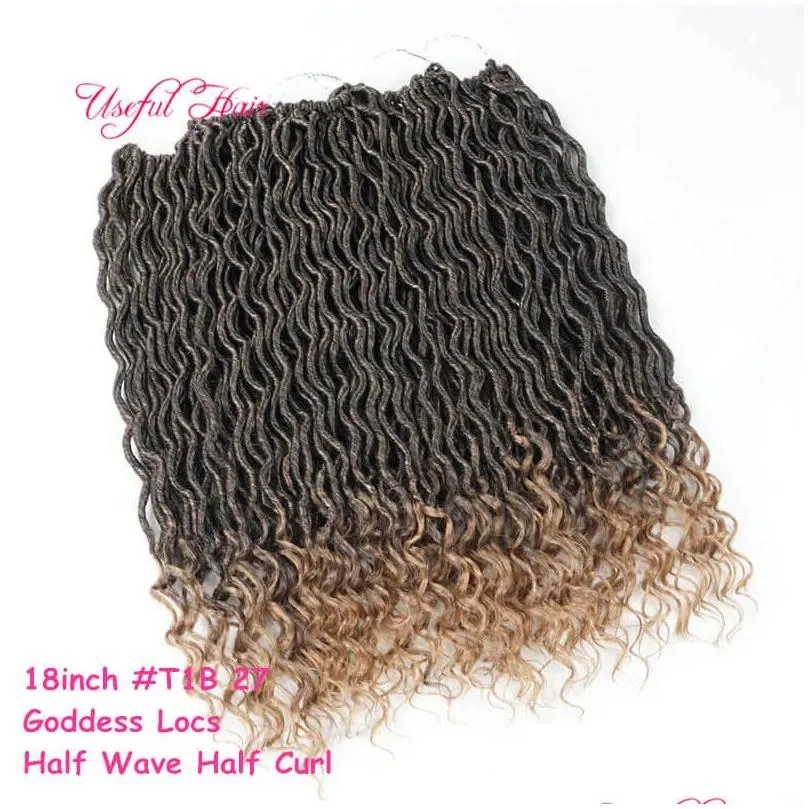 DREADLOCS Synthetic braiding hair goddess locss Faux Locs Curly 18 inch Crochet Braids Synthetic Hari Extensions For Black Women