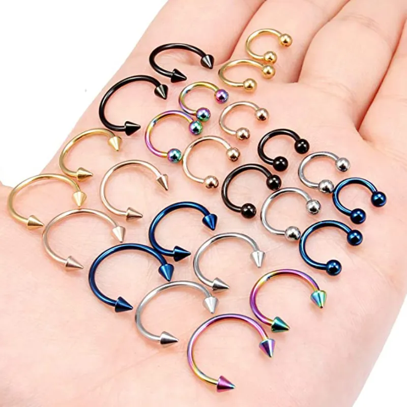 Nose Rings & Studs Fashion Stainless Steel Horseshoe Fake Ring C Clip Lip Piercing Stud Hoop For Women Men Barbell Drop Delivery Je J Otfcl