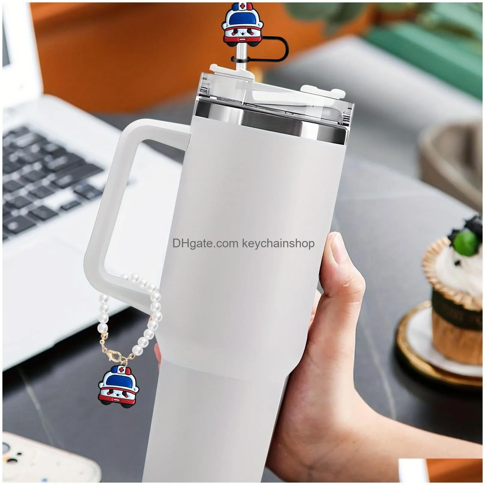 cute cat charm accessories for cup and simple modern tumbler with handle sile