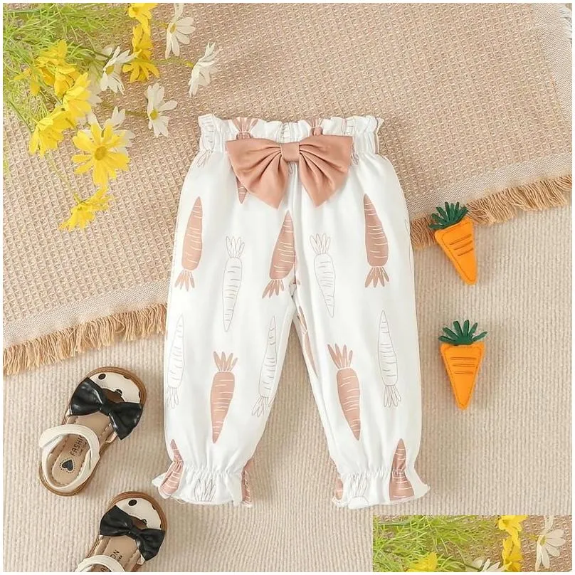 Clothing Sets 3Pcs Infant Girl Easter Outfits Born Baby Summer Clothes Short Sleeve Embroidery Romper Pants Hairband
