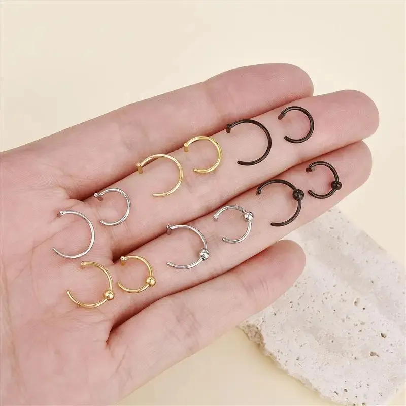 Nose Rings & Studs Fashion Stainless Steel Horseshoe Fake Ring C Clip Lip Piercing Stud Hoop For Women Men Barbell Drop Delivery Je J Otdp3