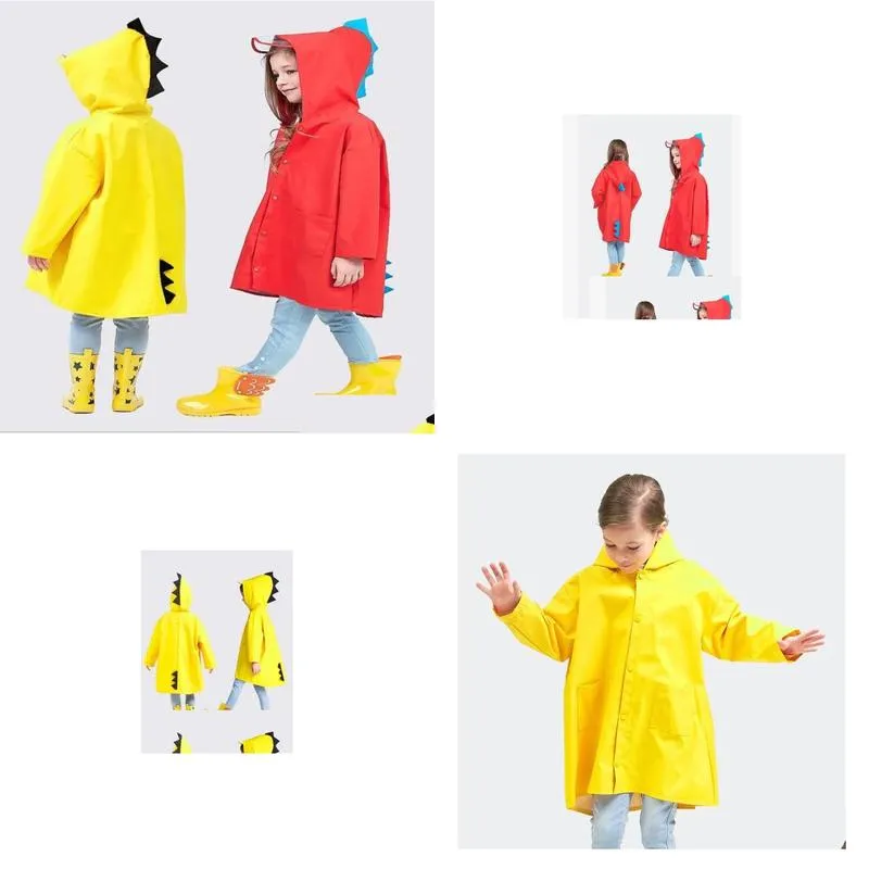 Kids Clothes Dinosaur Hooded RainCoat Girls Waterproof Rainwear Animal Cartoon Raincoat Rainsuit Outdoor Rain Cape Cloak Poncho