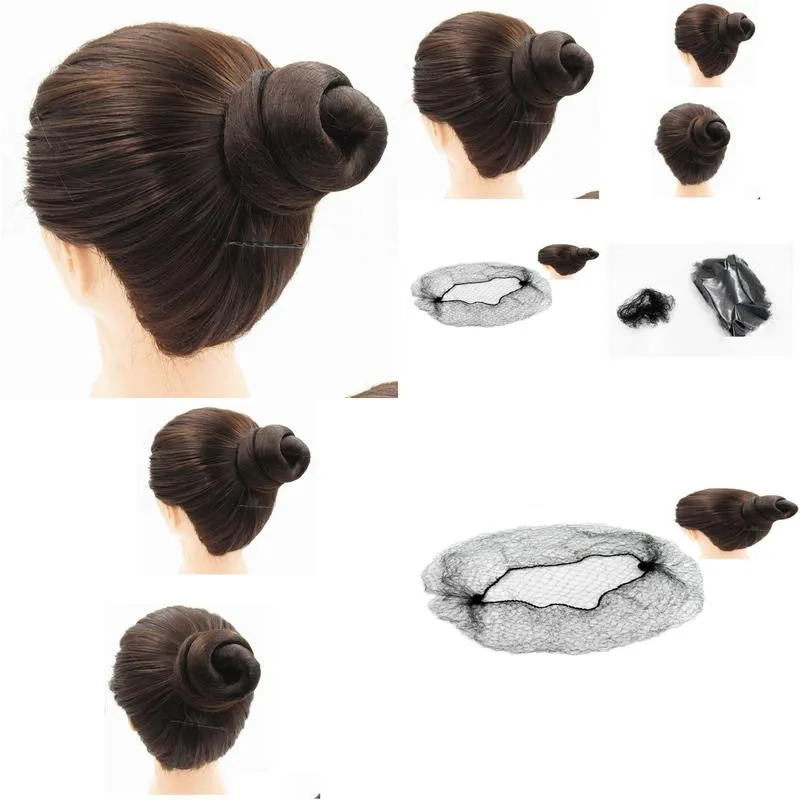 Largest Size 70cm Nylon Hair Net Dance Recital Buns Hair Extension Weaving Cap Black Hairnets1992461