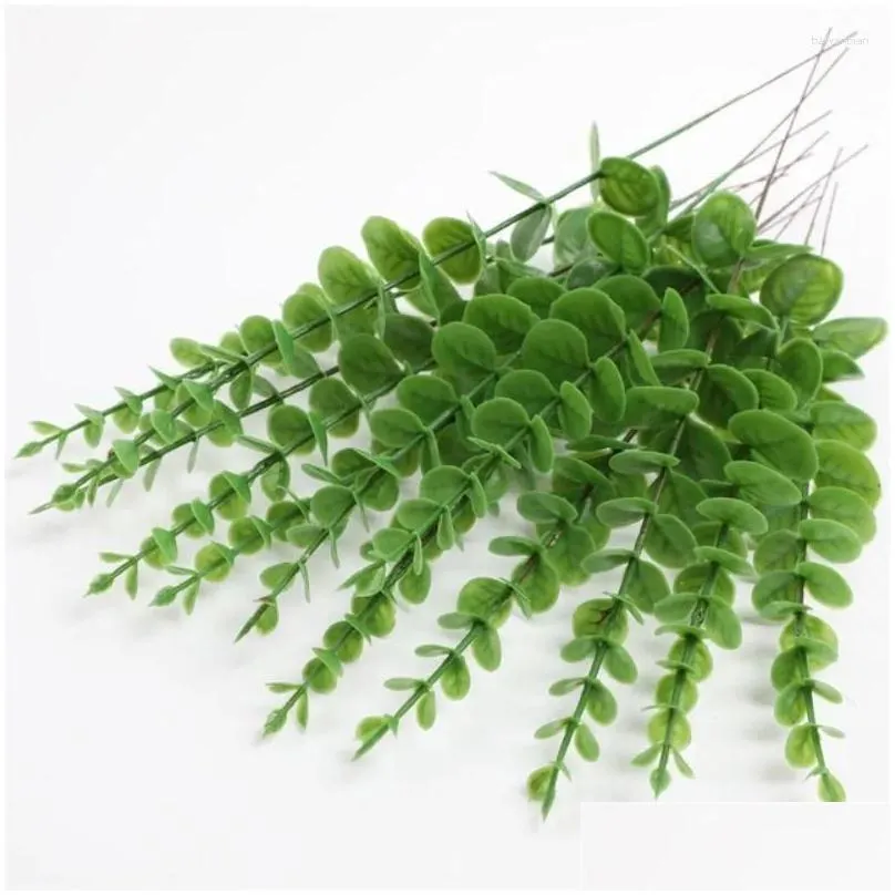 Decorative Flowers 10PCS Artificial Eucalyptus Leave Greenery Stems With Frost For Vase Home Party Wedding Decoration Outdoor DIY