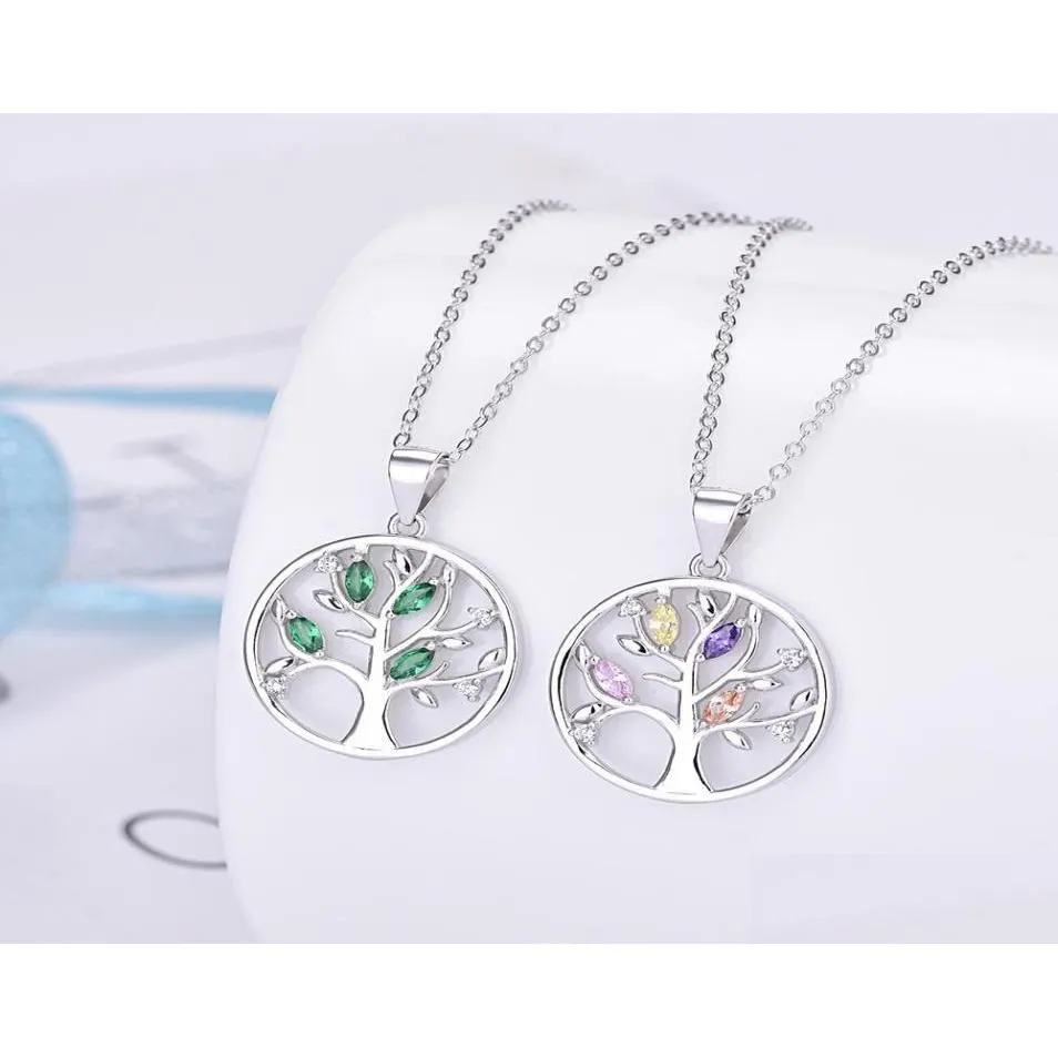 Fashion Jewelry Personality Creative S925 Sterling Silver Life Tree Crystal Zircon Pendant Fashion Silver Necklace2337395