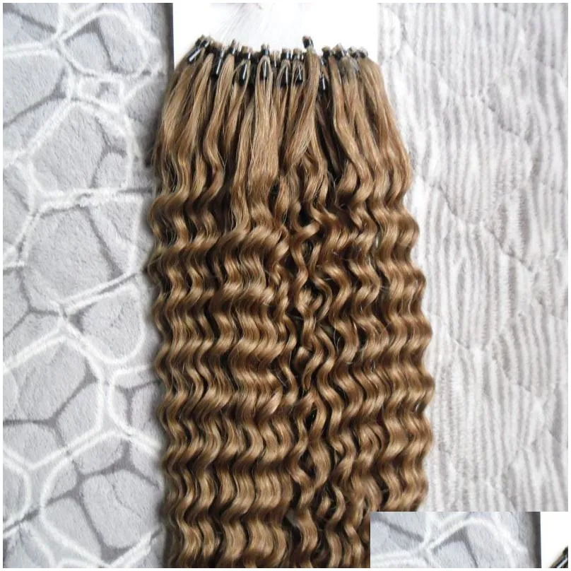 Mongolian Kinky Curly Loop Micro Ring Human Hair 100G Micro Bead Links Virgin 100 Human Hair Products Extensions 100g1325803