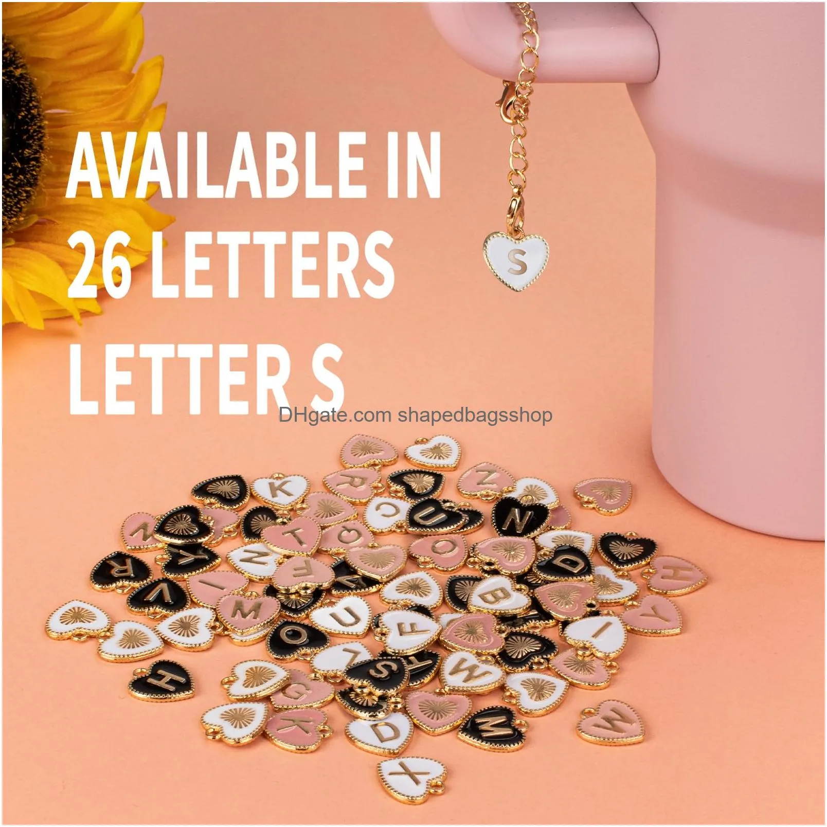 letter charms accessories for  cup heart alphabet pendant personalized initail name id decor set for  tumbler with handle