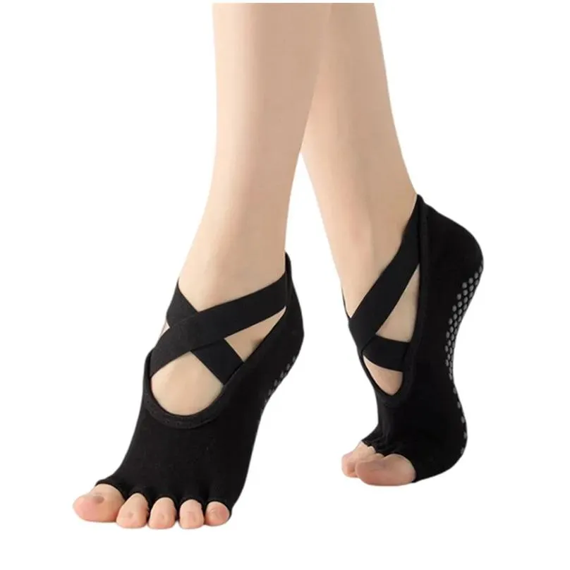 whole Women sports socks Pilates Ankle Grip Durable Open Half Five Fingers Sport sock sneaker4625580