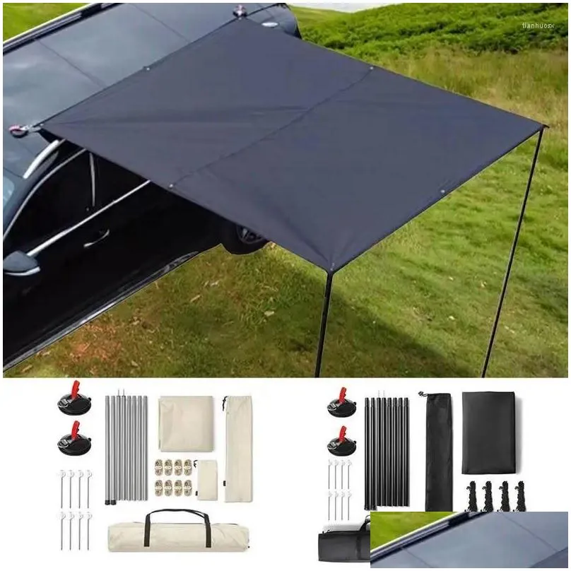 Tents And Shelters Car Awning Roof Rack Sun Shade UV50 Weatherproof PU3000mm Side For Camping Overlanding Hardware Included