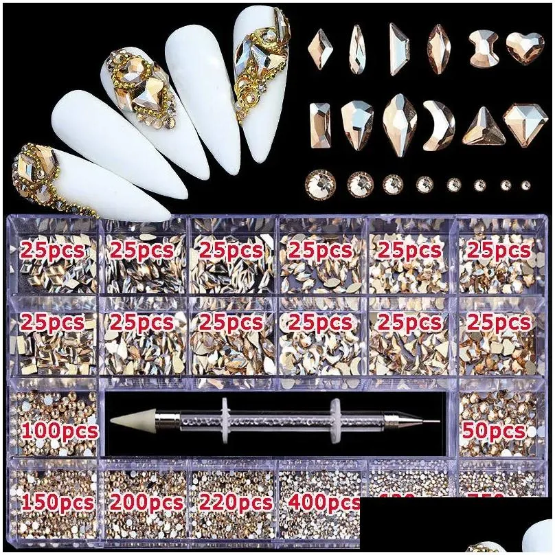 Decorations Nail Art Rhinestones Decorations Kit Nail Charms Jewelry Nail Art Crystal Diamond Parts DY Manicure Design Nails