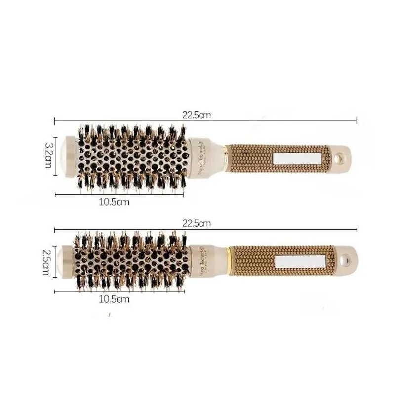 Hair Brushes 4 Sizes Professional Salon Styling Tools Round Comb Hairdressing Curling Ceramic Iron Barrel 208261734482