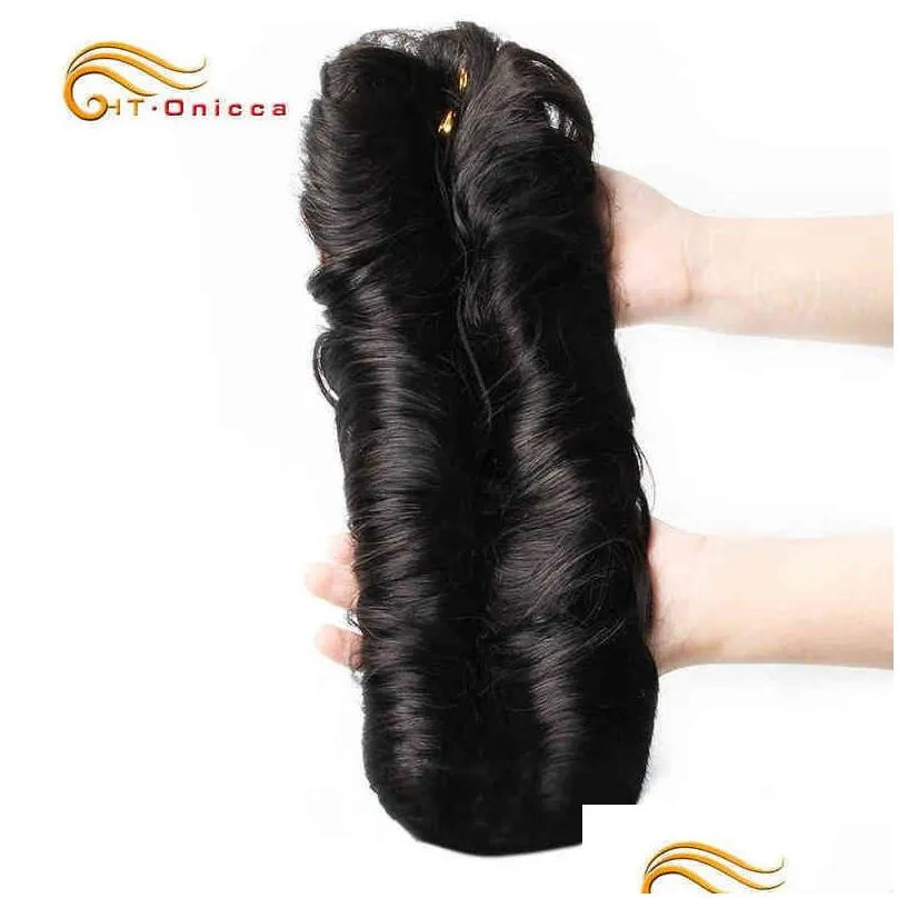 Hair Extensions Pieces Mechones De Cabello Humano Rizado Para Mujer Extensiones Pelo Brasileo Ondulado Corto Mechones 2102221094780