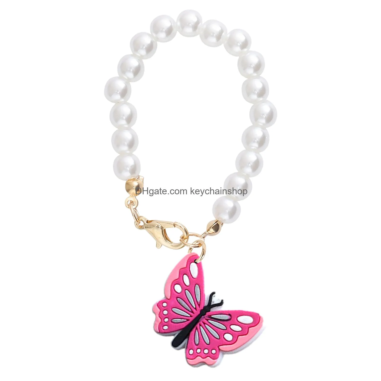 colorful butterfly imitation pearl charm accessories for 40oz cup and simple modern tumbler with handle sile key chain